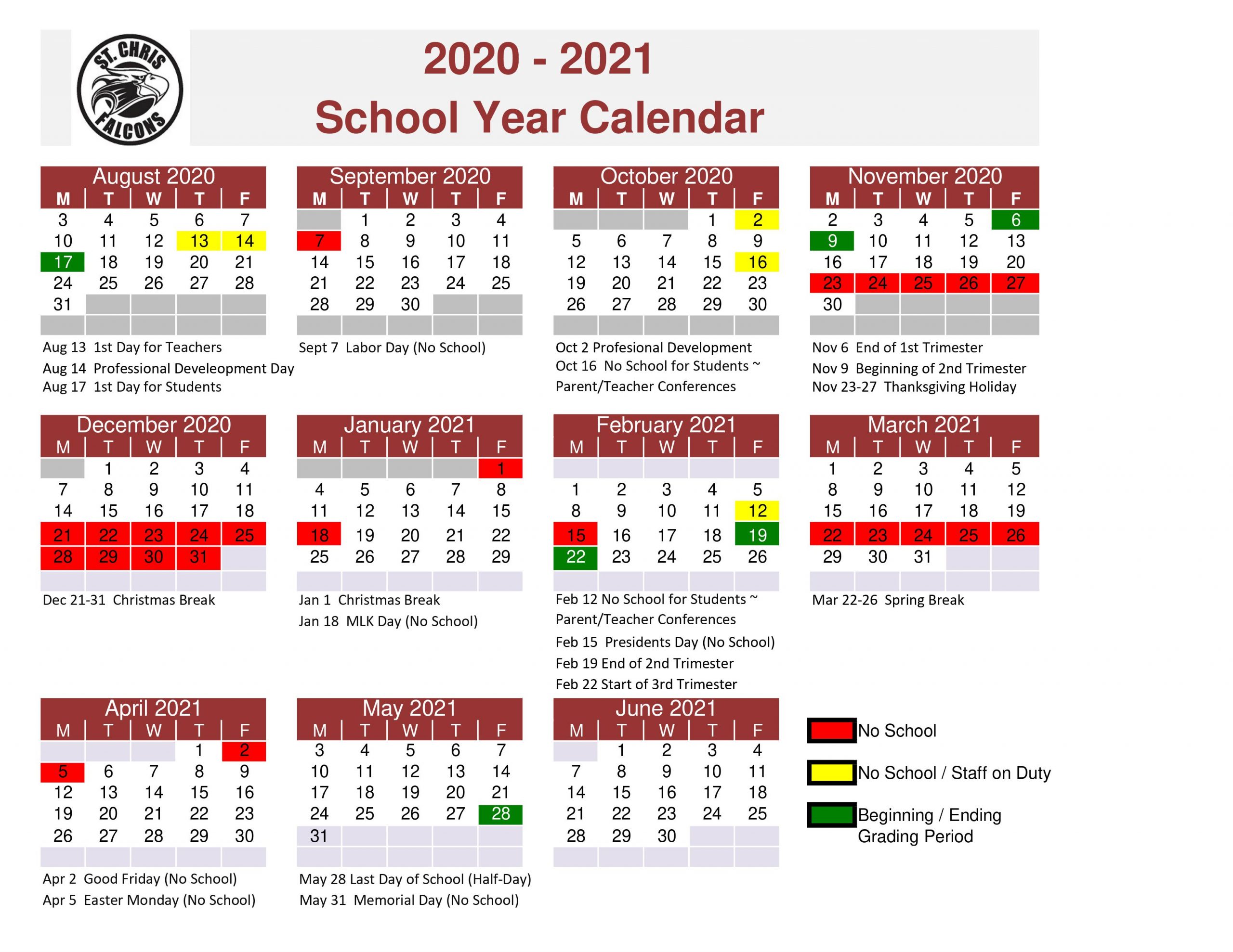 202021_Calendar_Rev2 St. Christopher School